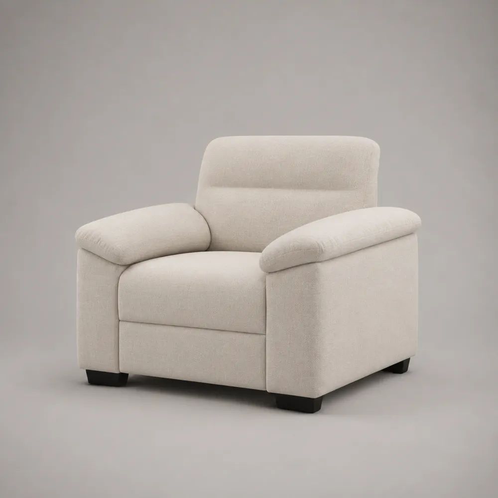 Poltrona imbottita a 1 posto in tessuto crema con braccioli, 100 x 88 x 90 cm