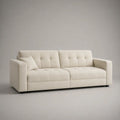 Divano imbottito rettangolare a 3 posti in tessuto bouclé crema, 210 x 88 x 82 cm