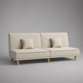 Divano modulare a 2 posti, 2 moduli in tessuto beige con gambe in legno, 180 × 82 × 84 cm