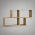 Libreria a giorno sfalsata a 4 vani in pannello truciolare melaminico, rovere chiaro, 120 x 24 x 68 cm