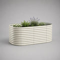 Aiuola rialzata ovale da esterno in acciaio zincato ondulato bianco crema, 180 × 90 × 60 cm