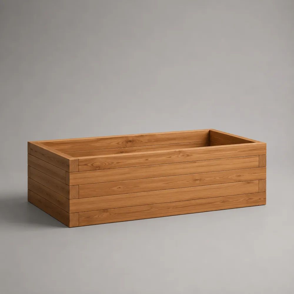 Fioriera rialzata rettangolare in legno marrone da esterno, 100 x 40 x 40 cm