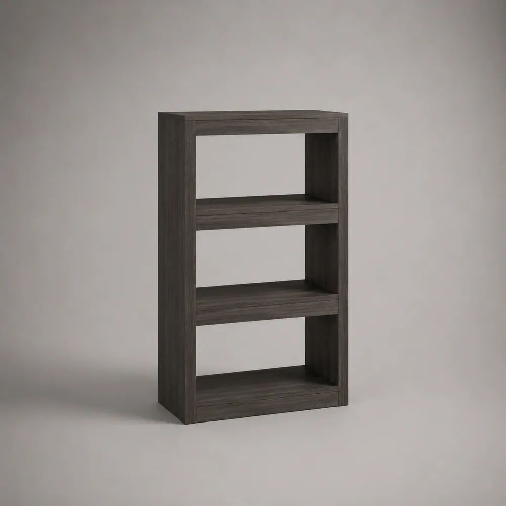 Libreria rettangolare in pannelli truciolari con 3 ripiani, marrone scuro, 60 x 30 x 120 cm