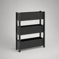 Fioriera verticale rialzata rettangolare a 3 livelli in acciaio nero, 80 × 30 × 100 cm