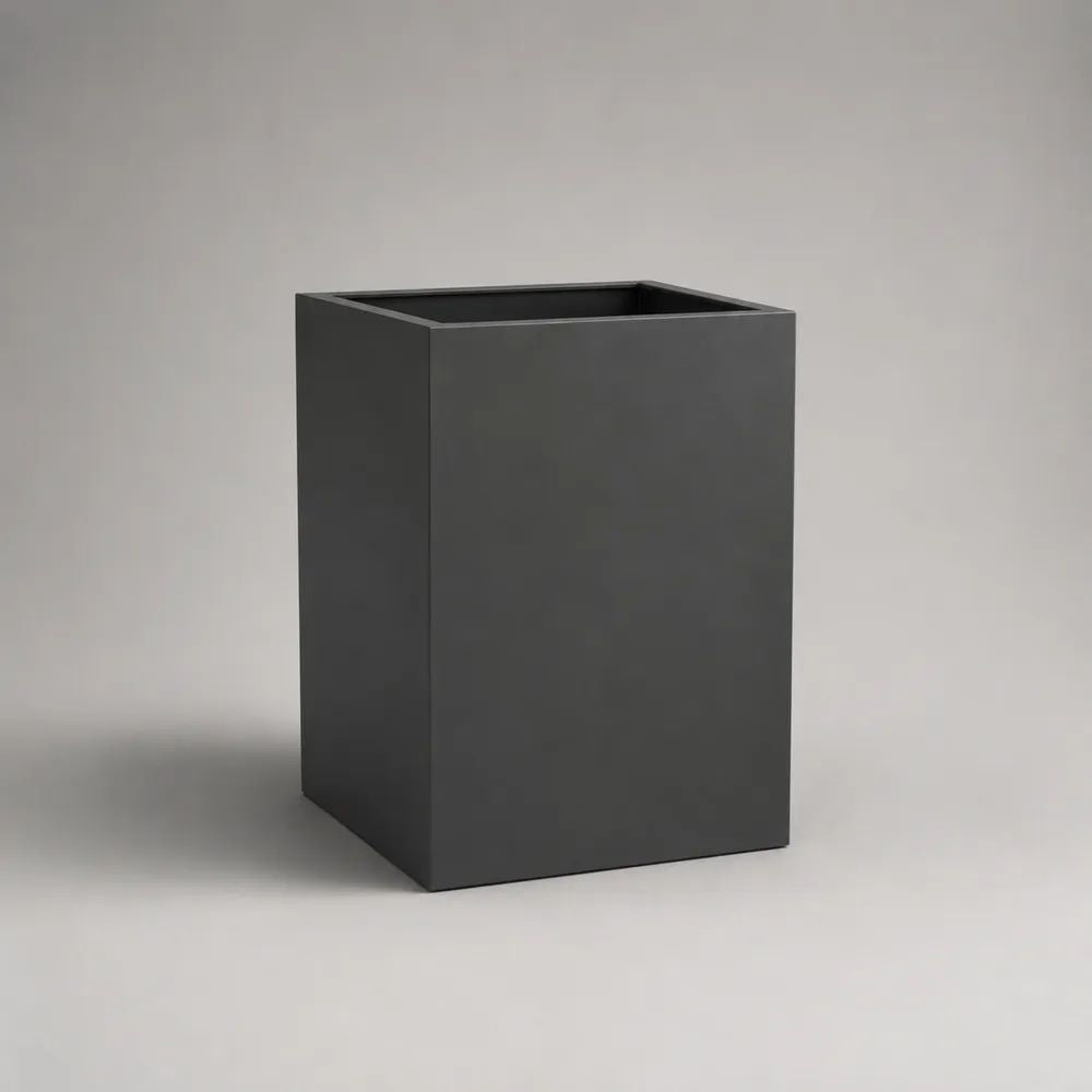 Vaso alto quadrato in resina antracite per interno ed esterno, 40 × 40 × 60 cm