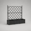 Fioriera rettangolare da esterno con traliccio in acciaio nero, 3 vani, 160 x 40 x 140 cm