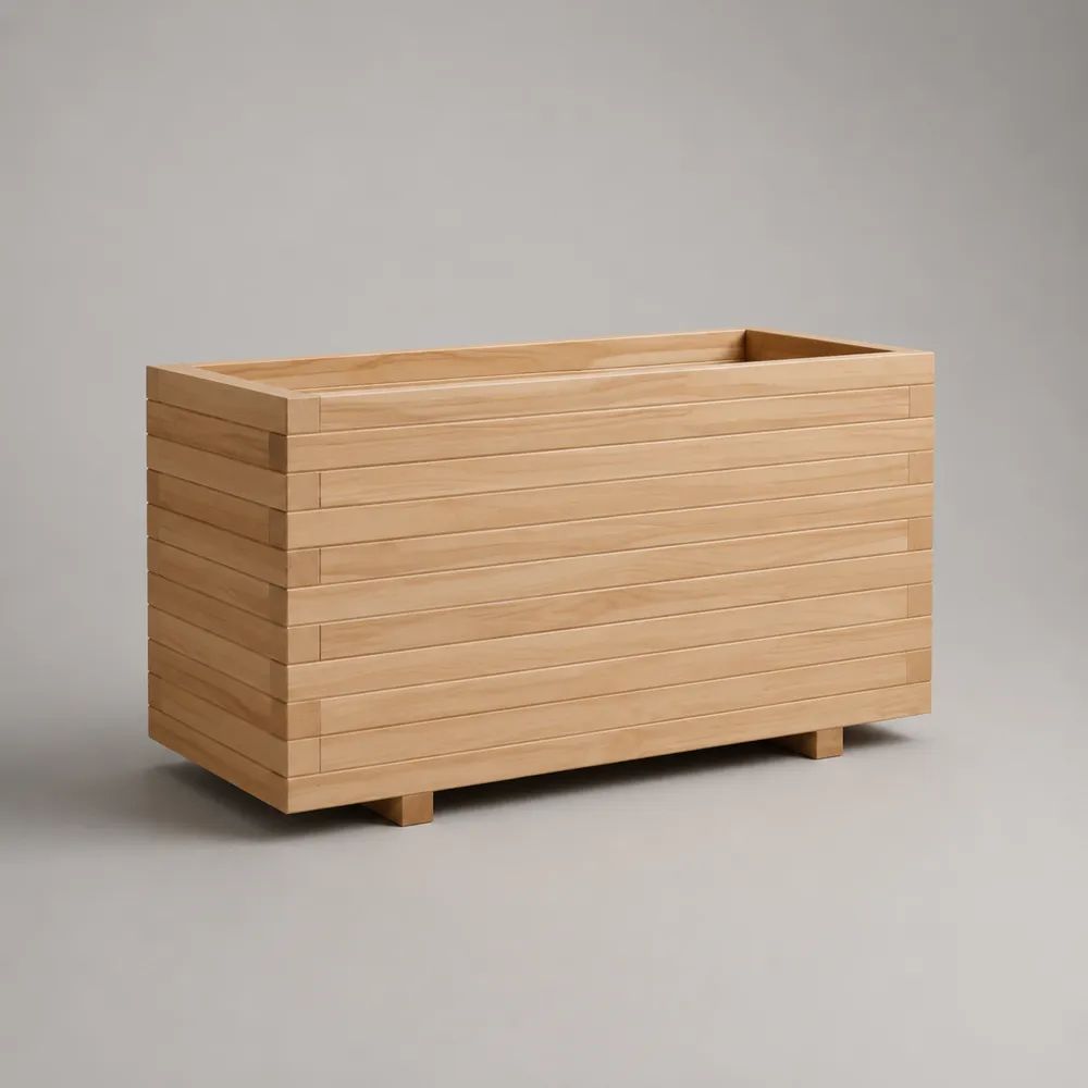 Fioriera rettangolare rialzata da esterno in legno marrone chiaro, 100 × 50 × 70 cm