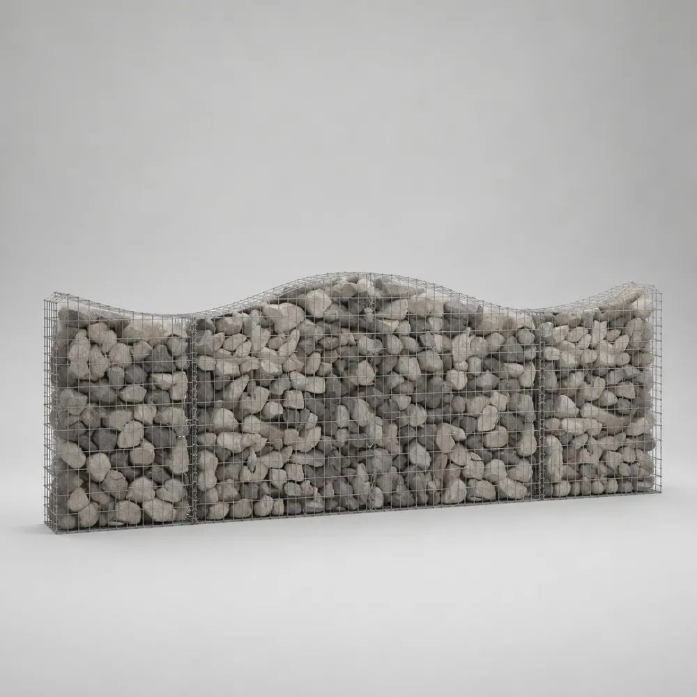 Fioriera rialzata ondulata a gabbione in acciaio zincato, grigio argento, 300 × 50 × 100 cm